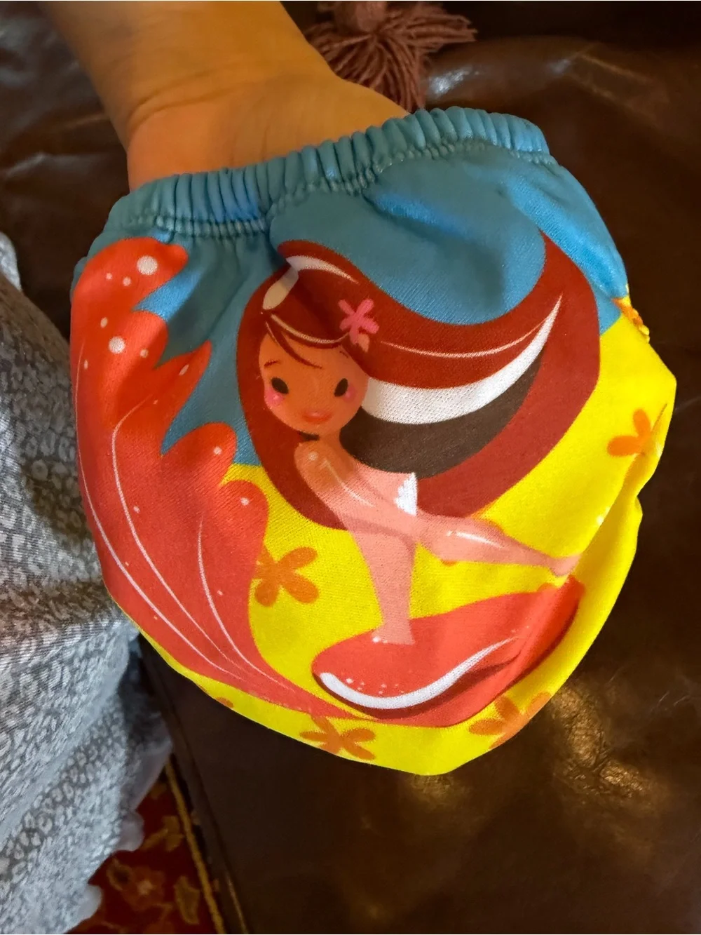 Finis Cute Mermaid Print Swim Diaper Cover - Turquoise & Yellow